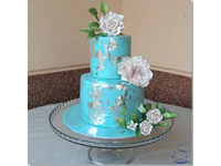Tarta Azul Plata con Rosas